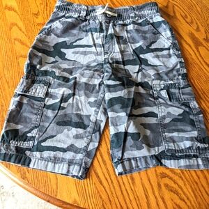 Boys black and gray camo cargo shorts